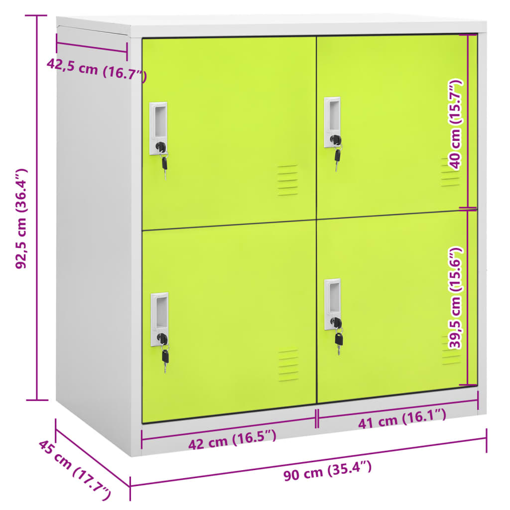 vidaXL Armoire à casiers Gris clair et vert 90x45x92,5 cm Acier