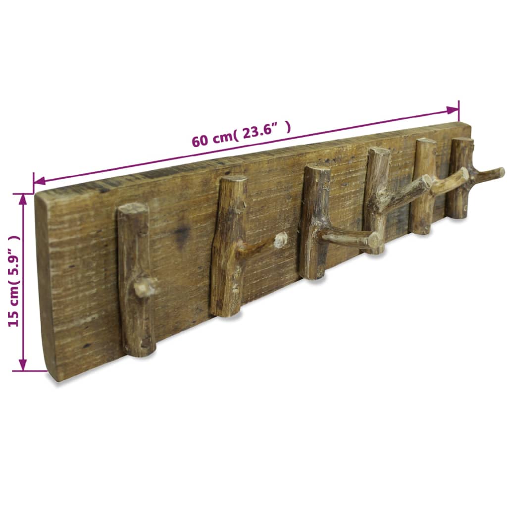 vidaXL Porte-manteau Bois de récupération massif 60 x 15 cm