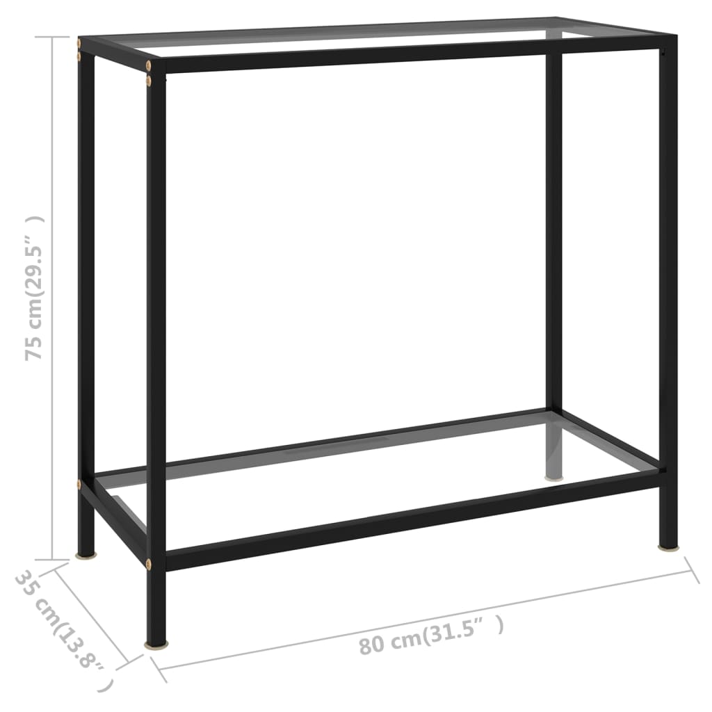 vidaXL Table console Transparent 80x35x75 cm Verre trempé