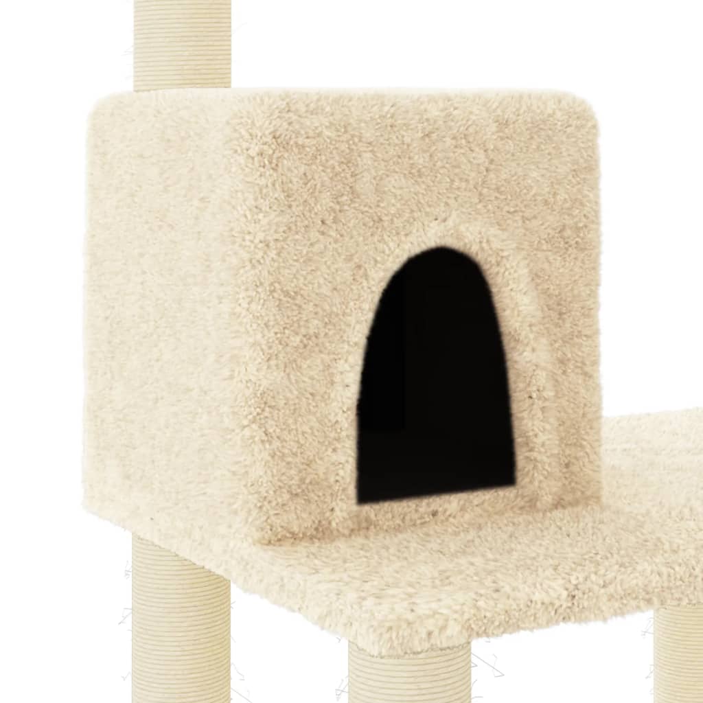 vidaXL Arbre à chat avec griffoirs en sisal Crème 119 cm