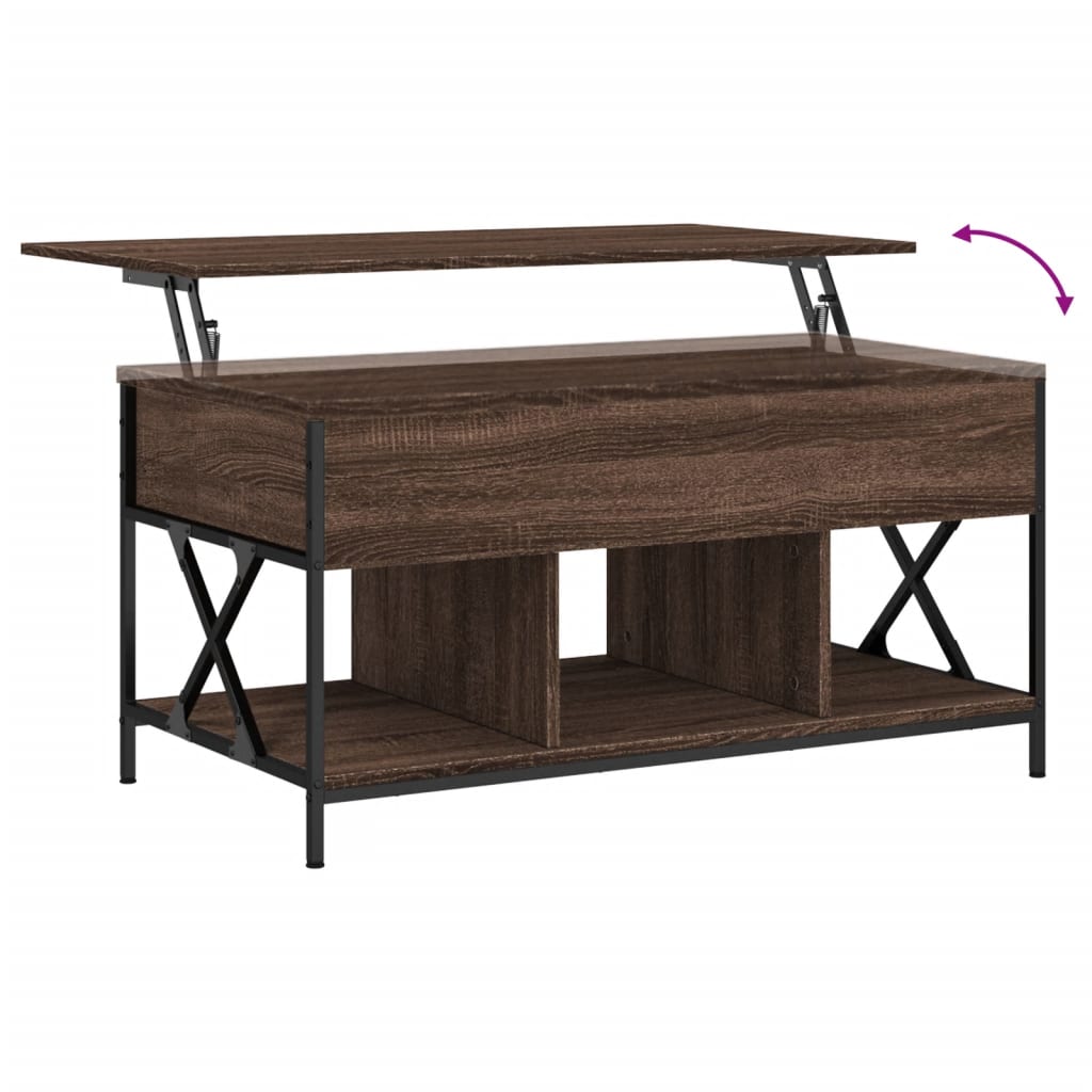 vidaXL Table basse chêne marron 100x55x50cm bois d'ingénierie et métal