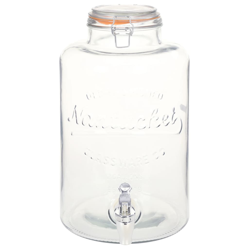 vidaXL Distributeur d'eau XXL avec robinet Transparent 8 L Verre