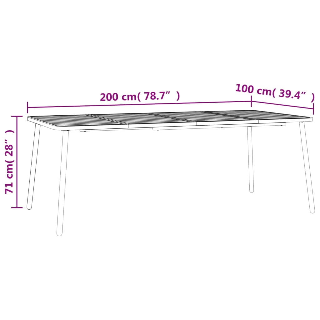 vidaXL Table de jardin anthracite 200x100x71 cm acier