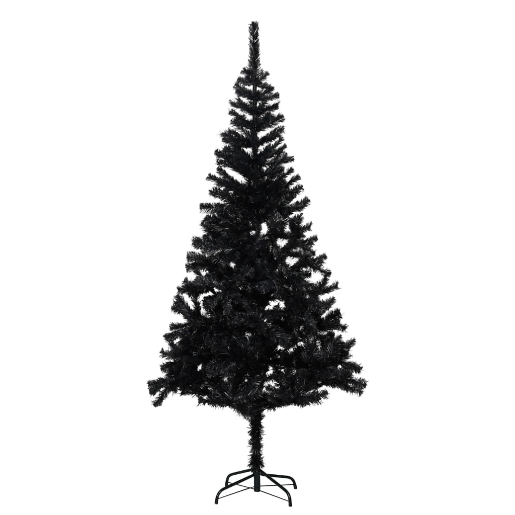 vidaXL Sapin de Noël artificiel pré-éclairé et support noir 180 cm PVC