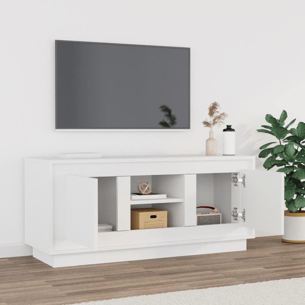 vidaXL Meuble TV blanc 102x35x45 cm bois d'ingénierie