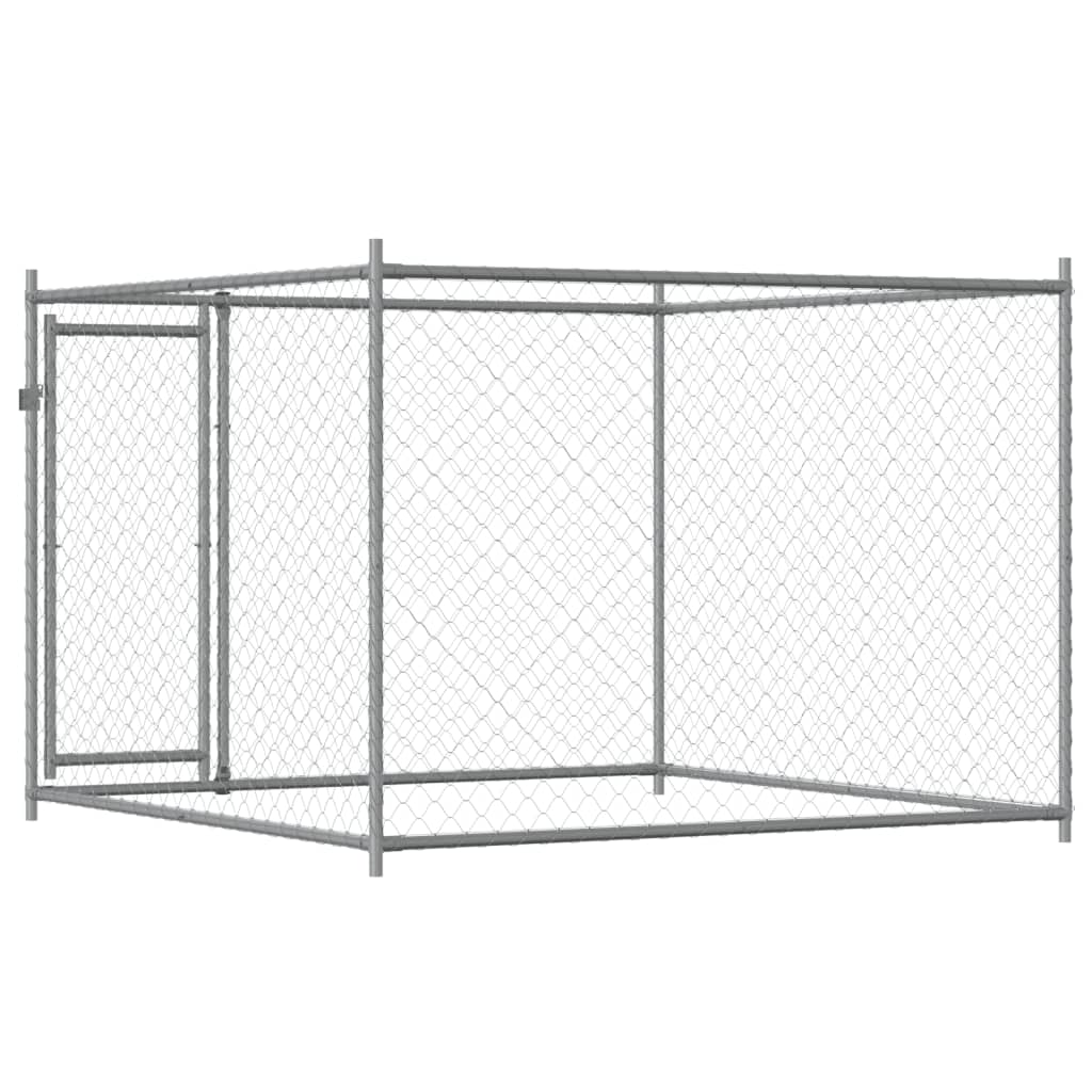vidaXL Cage pour chien avec porte gris 2x2x1,5 m acier galvanisé