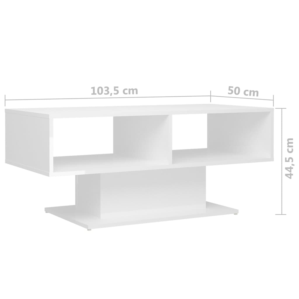 vidaXL Table basse Blanc brillant 103,5x50x44,5 cm Aggloméré