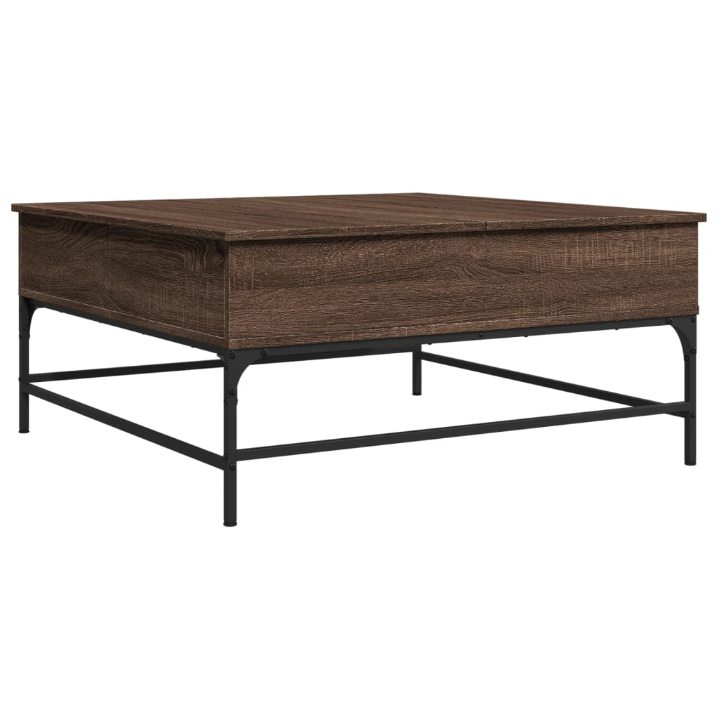 vidaXL Table basse chêne marron 95x95x45 cm bois d'ingénierie et métal