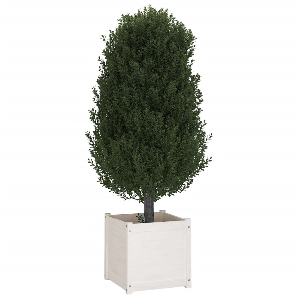 vidaXL Jardinière blanc 50x50x50 cm bois de pin massif