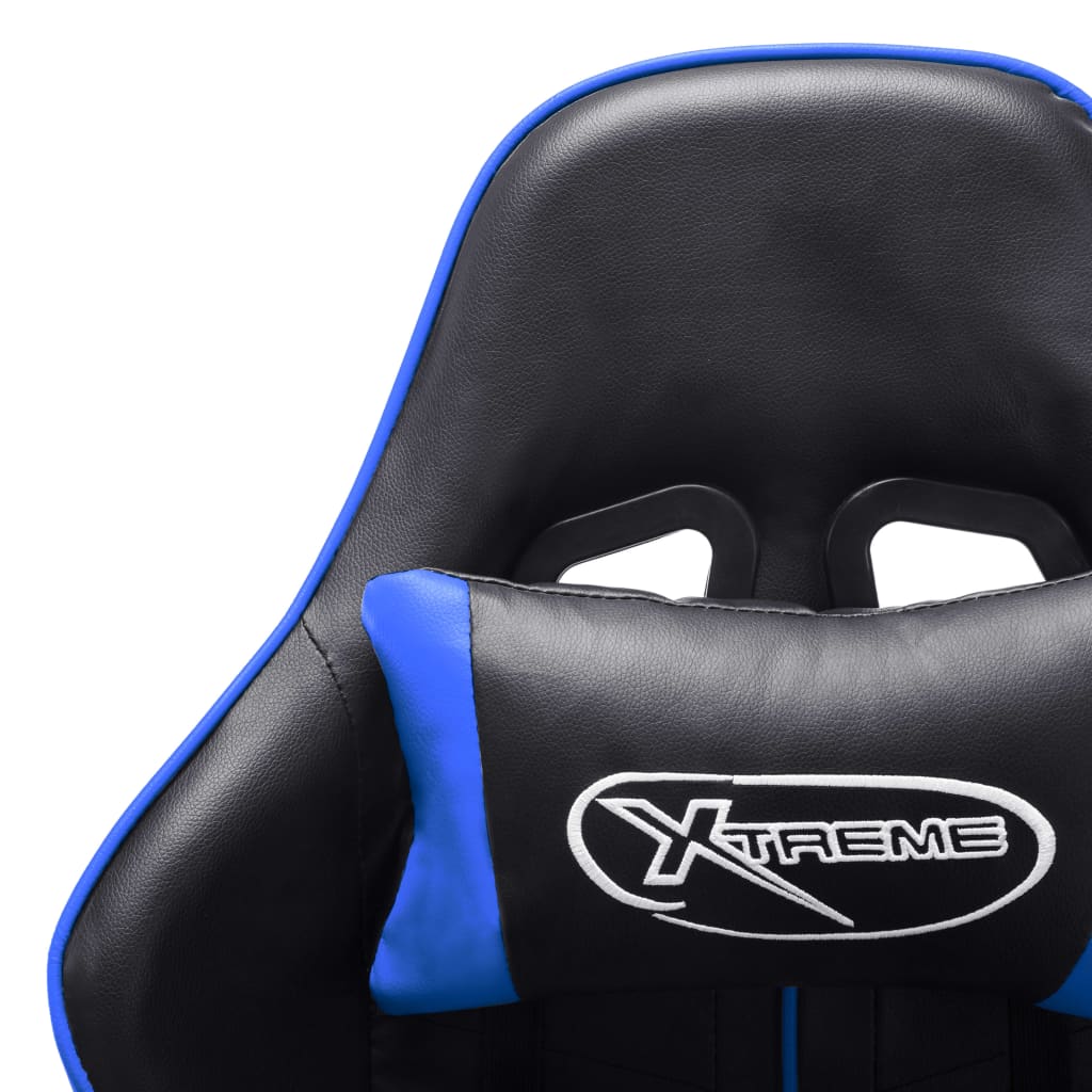 vidaXL Chaise de jeu avec repose-pied Noir et bleu Cuir artificiel
