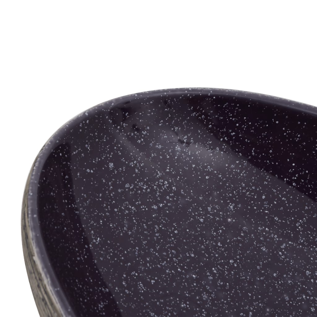 vidaXL Vasque à poser violet et gris ovale 59x40x14 cm céramique