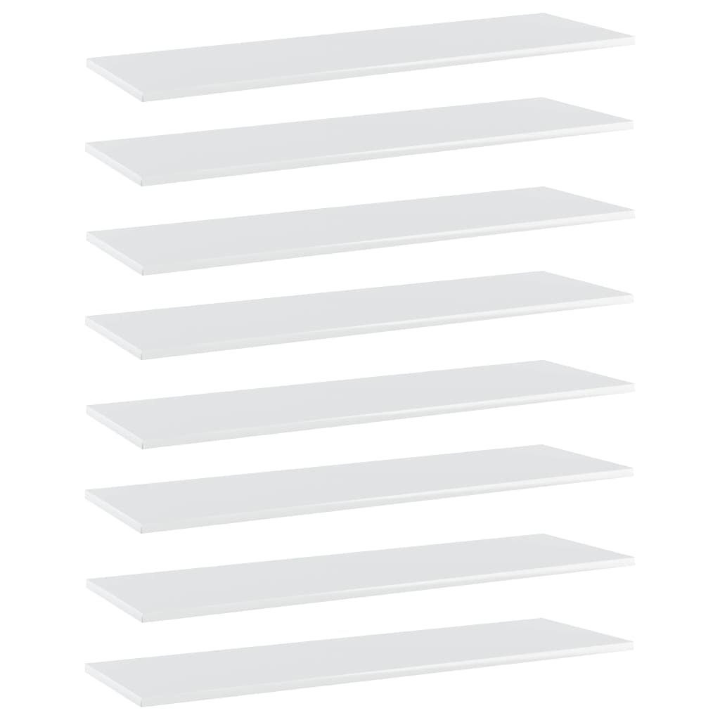 vidaXL Panneau bibliothèque 8pcs Blanc brillant 100x30x1,5cm Aggloméré