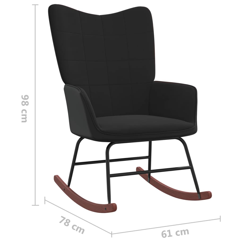 vidaXL Chaise à bascule Noir Velours et PVC