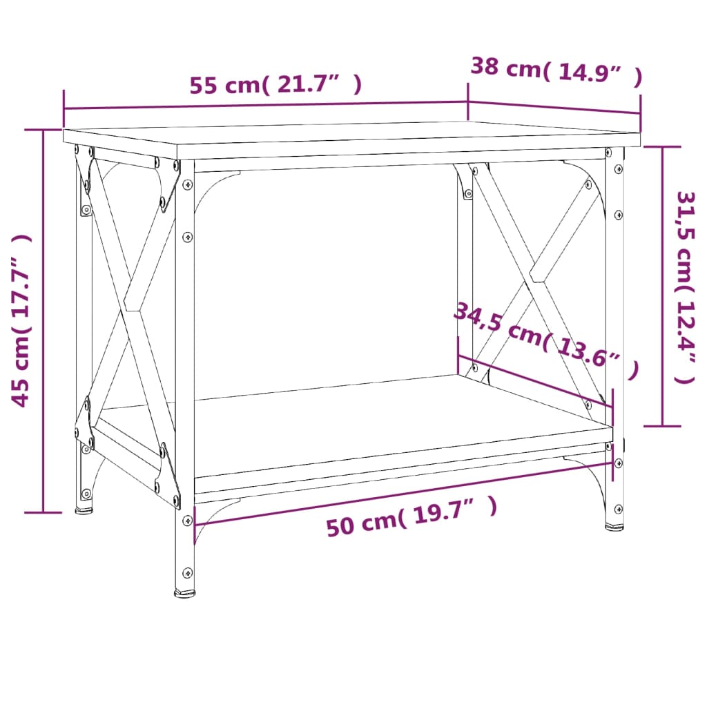 vidaXL Table d'appoint Chêne fumé 55x38x45 cm Bois d'ingénierie