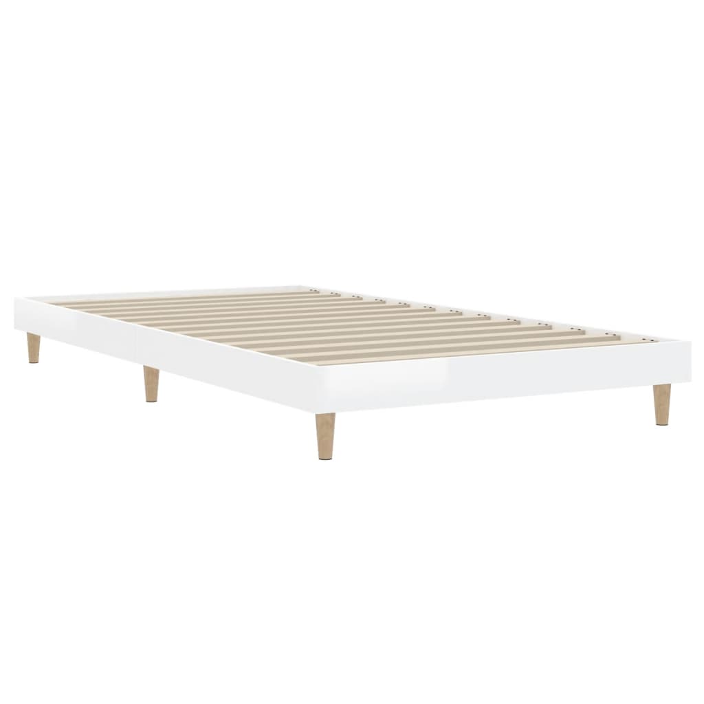 vidaXL Cadre de lit blanc brillant 90x200 cm bois d'ingénierie