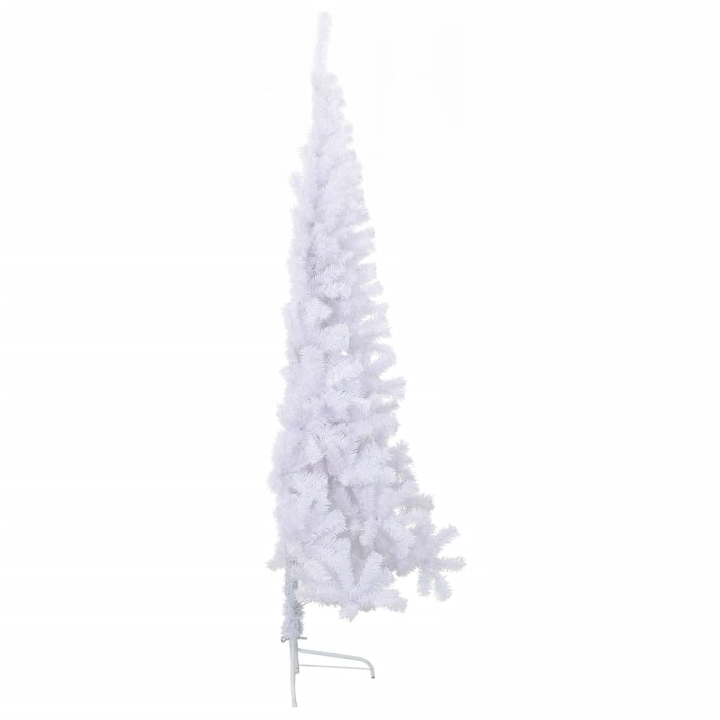 vidaXL Sapin de Noël artificiel moitié avec support blanc 210 cm PVC