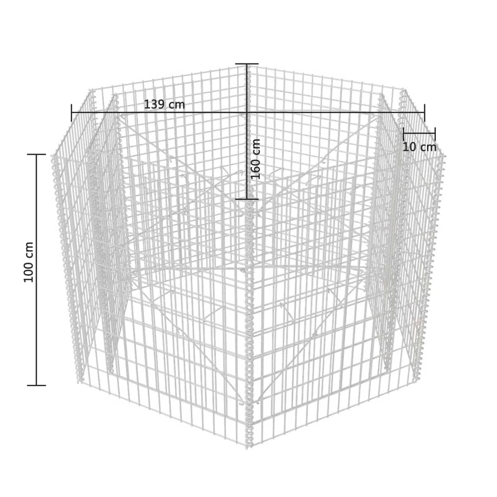 vidaXL Lit surélevé à gabion hexagonale 160x140x100 cm