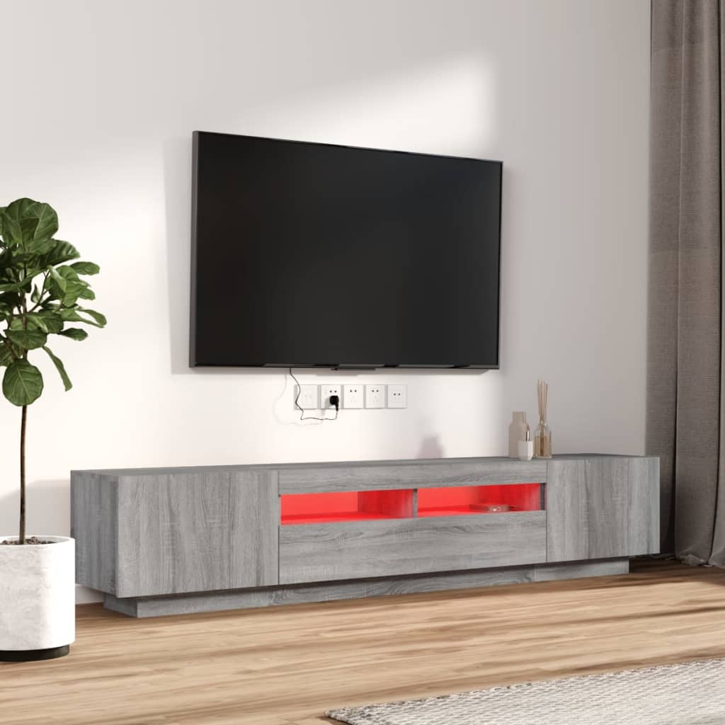 vidaXL Ensemble de meubles TV avec lumières LED 2 pcs Sonoma gris