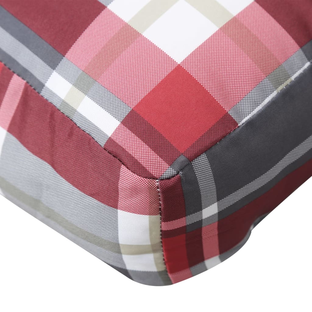 vidaXL Coussin de palette motif à carreaux rouge 60x60x12 cm tissu