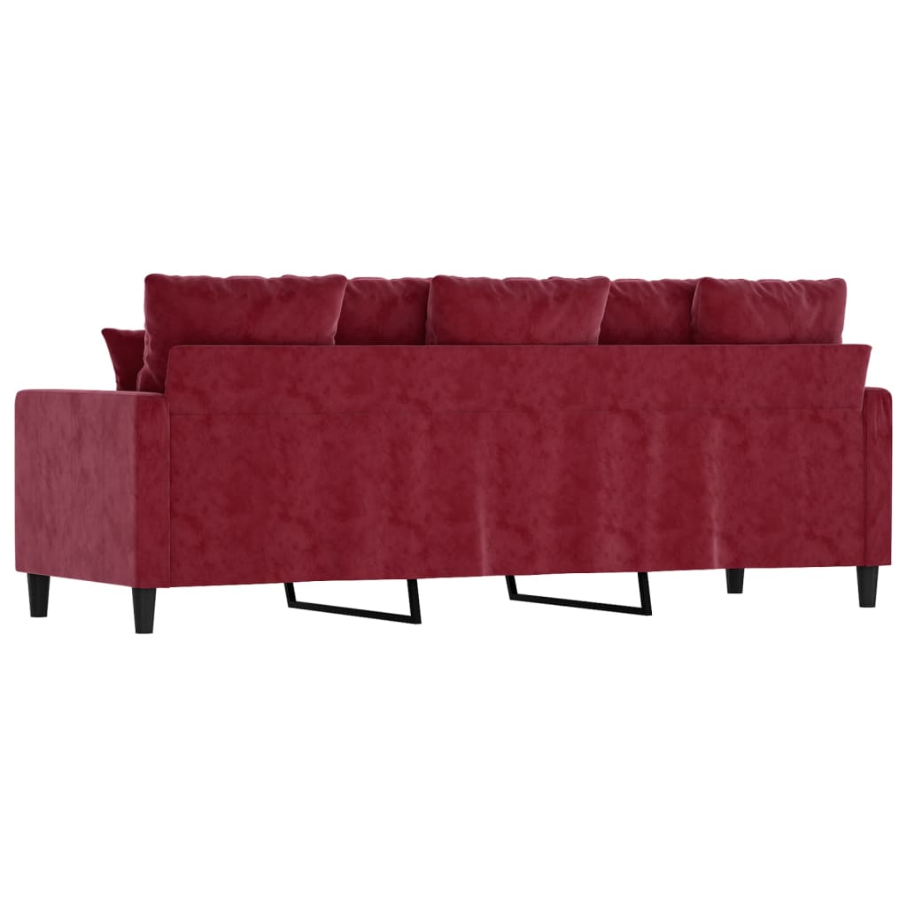vidaXL Canapé à 3 places Rouge bordeaux 180 cm Velours