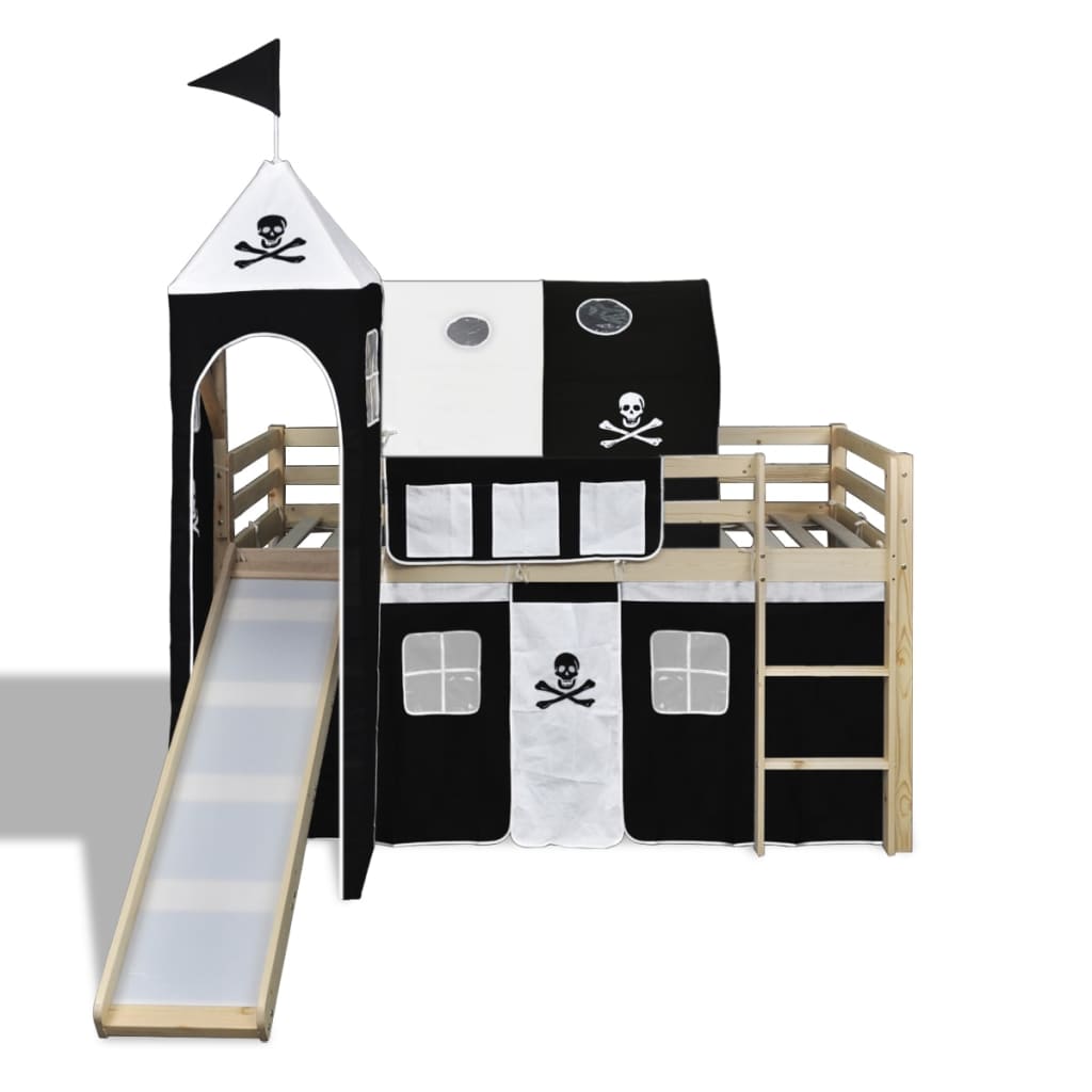 Lit mezzanine avec échelle toboggan naturel thème des pirates