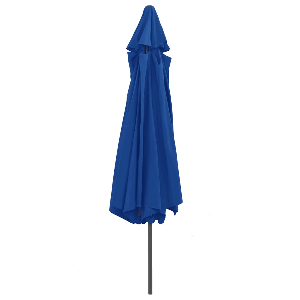 vidaXL Parasol d'extérieur avec mât en métal 390 cm bleu azuré