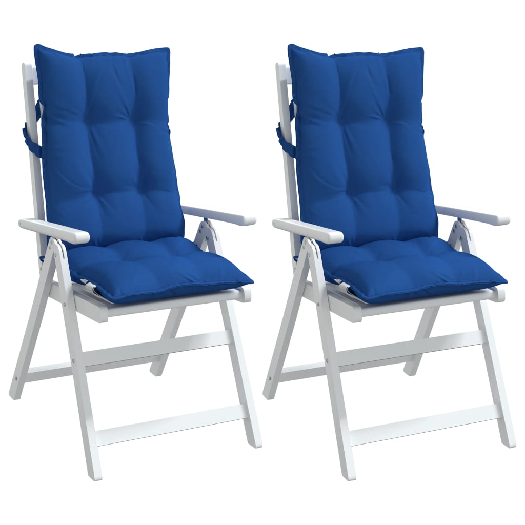 vidaXL Coussins de chaise à dossier haut lot de 2 bleu royal