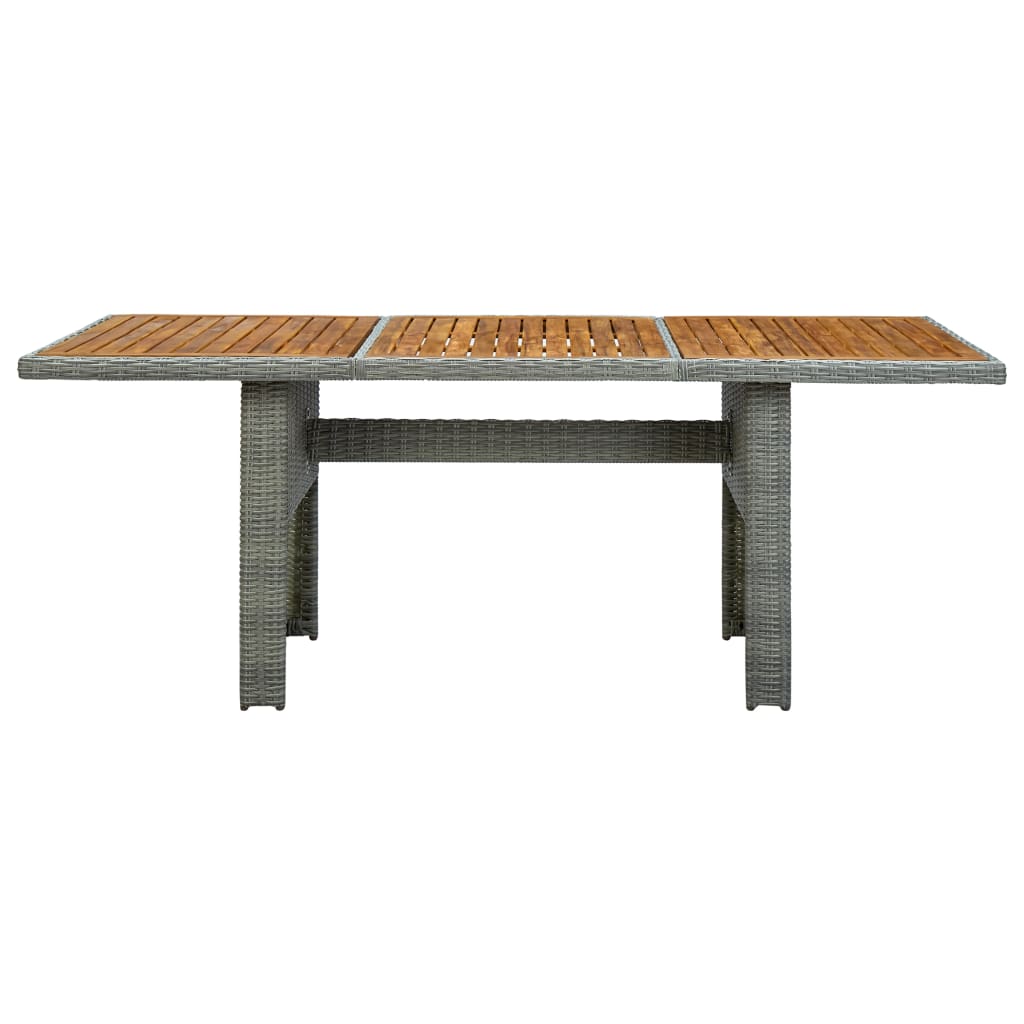 vidaXL Table de jardin Gris clair Résine tressée et bois d'acacia