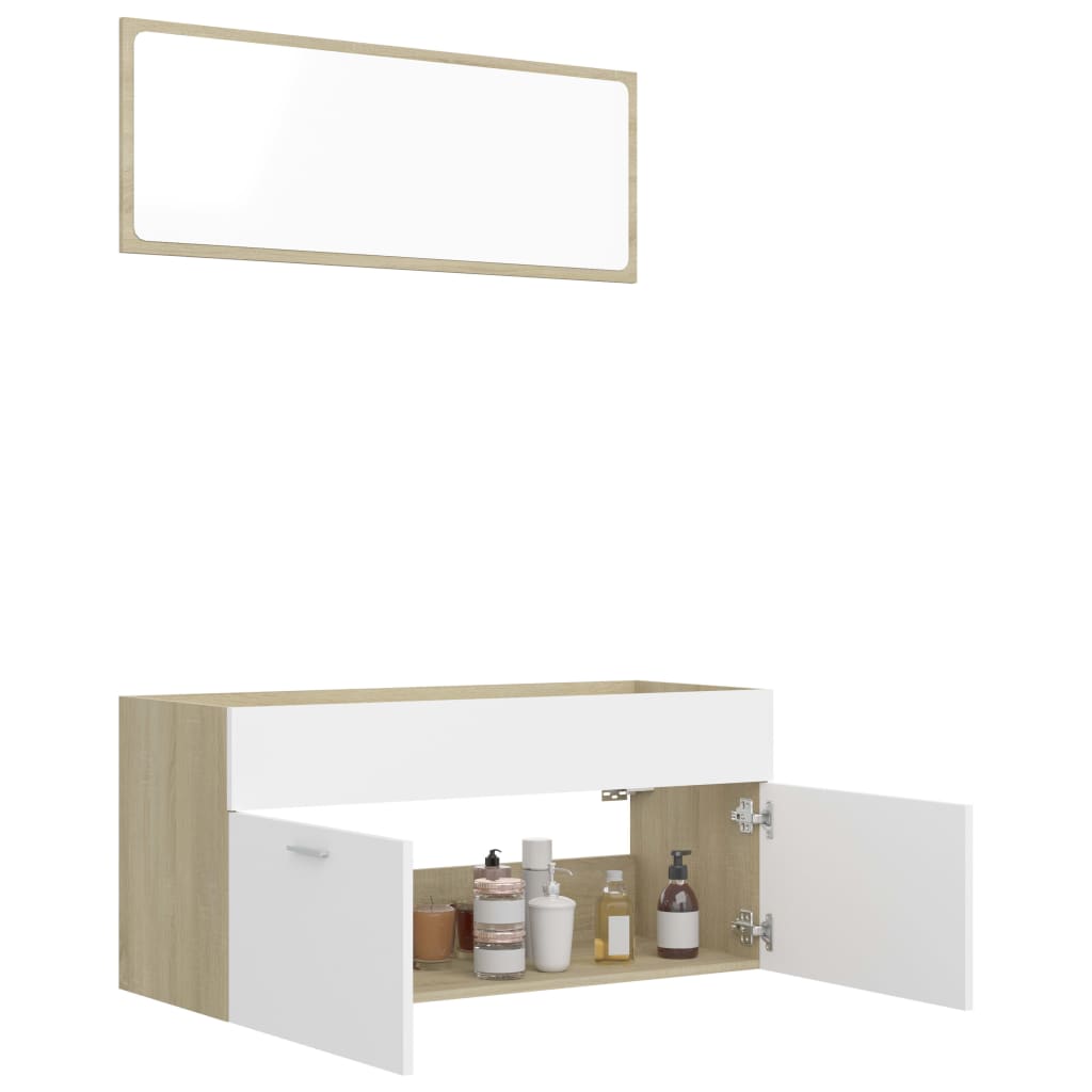 vidaXL Ensemble de meubles de salle de bain 2pcs blanc et chêne sonoma