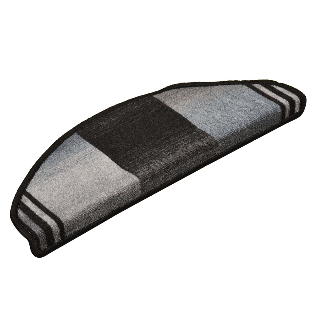 vidaXL Tapis d'escalier autoadhésifs 10 pcs 65x21x4 cm Noir et gris