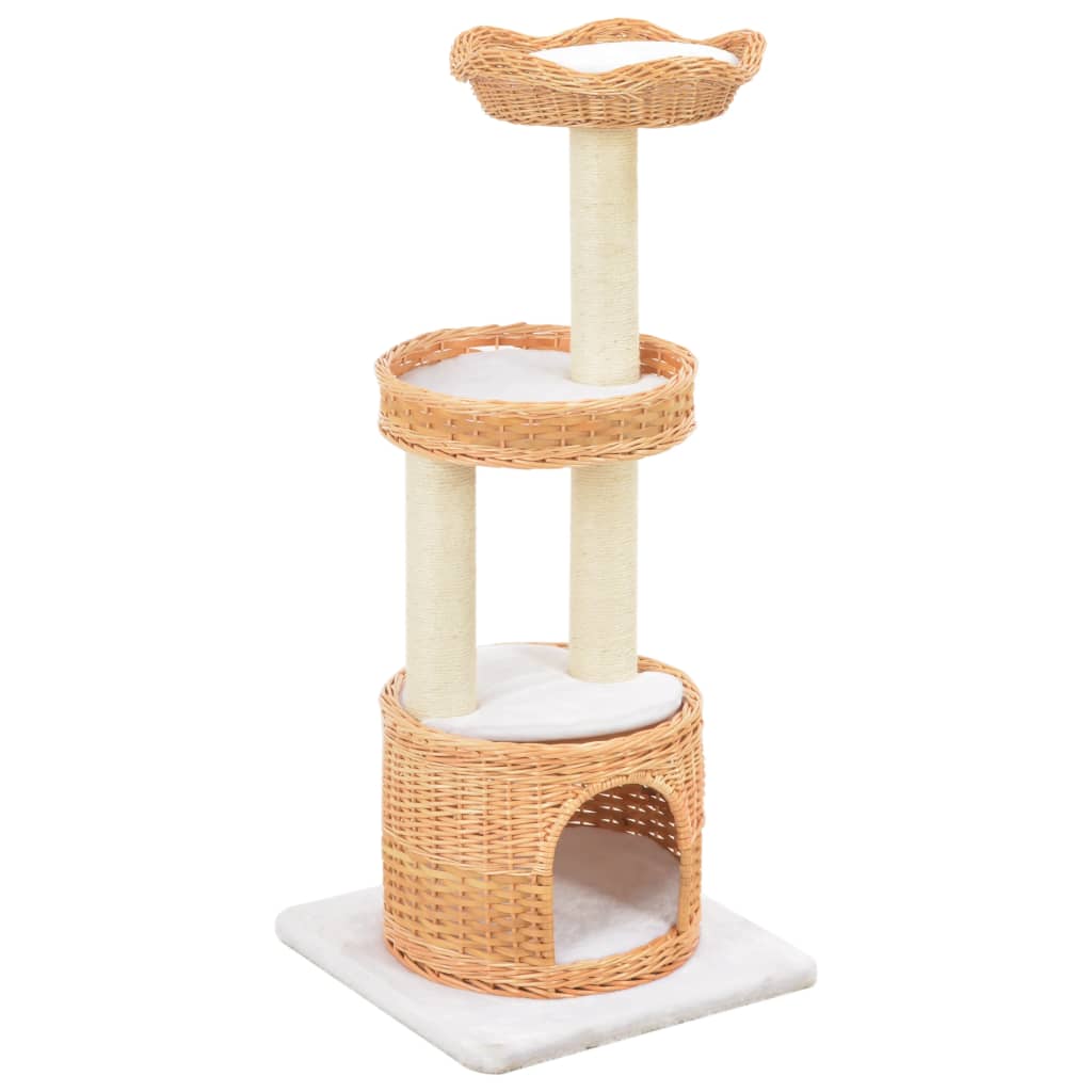 Vidaxl Arbre A Chat Avec Griffoir En Sisal Naturel Bois De Saule Vidaxl Fr