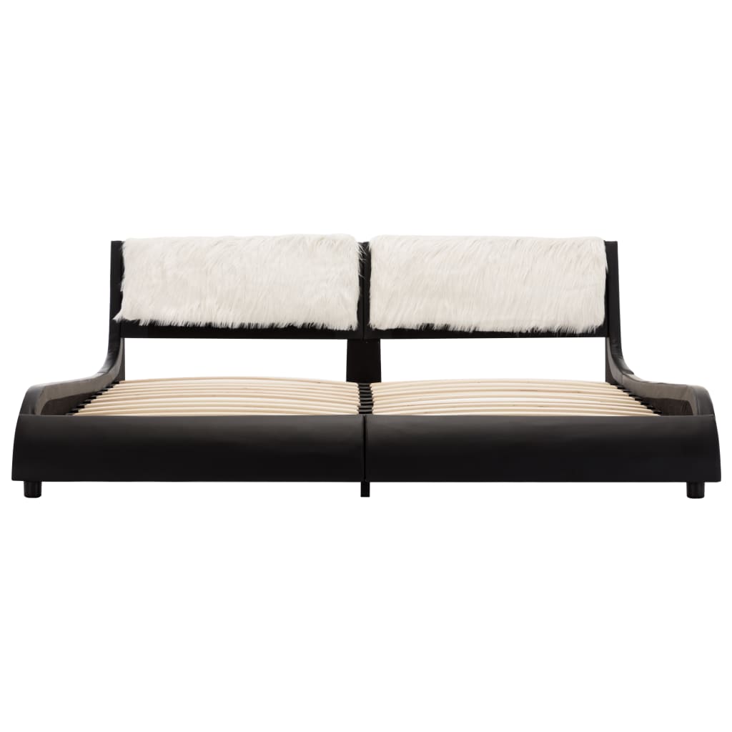 vidaXL Cadre de lit avec LED Noir et blanc Similicuir 150x200 cm