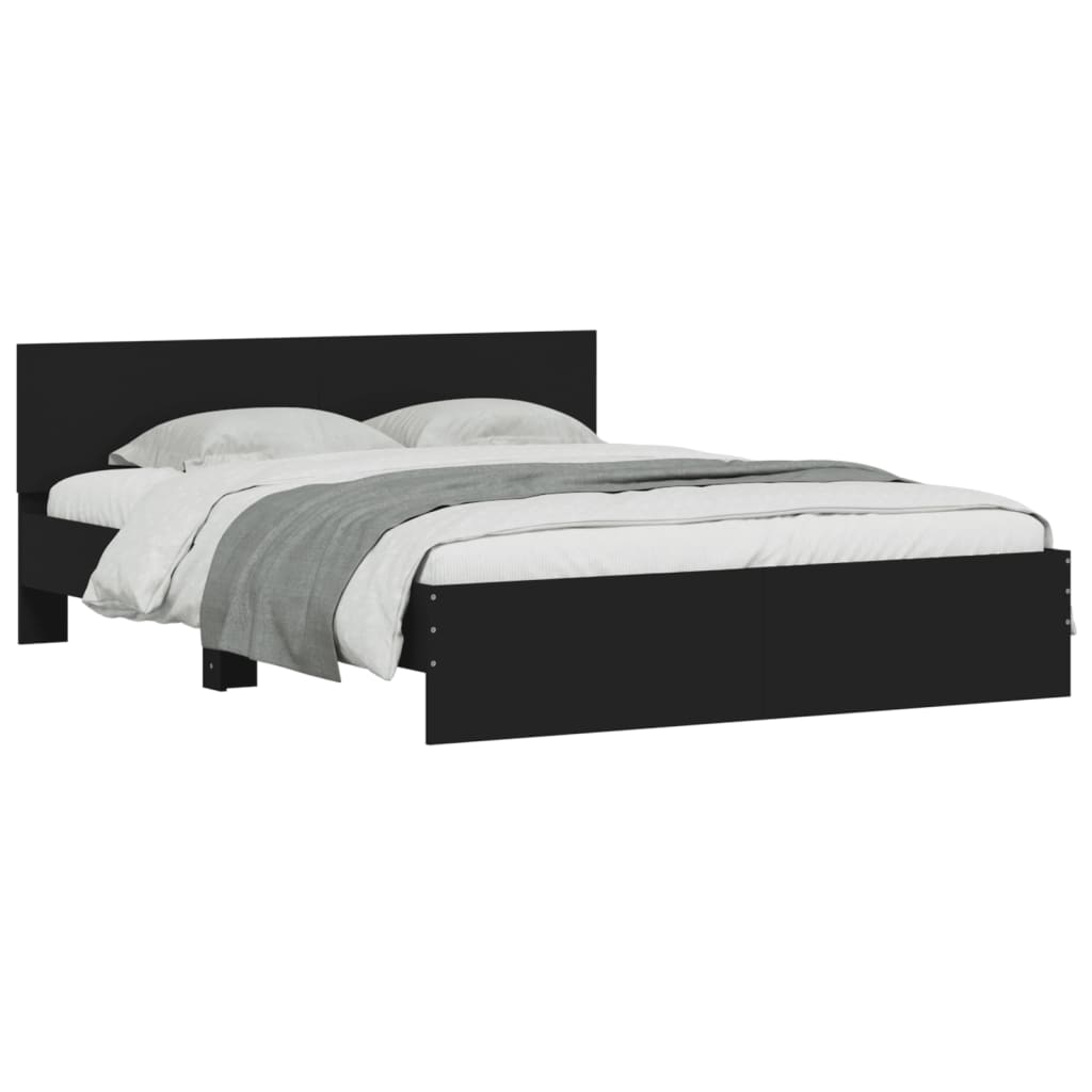 vidaXL Cadre de lit avec tête de lit et LED noir 150x200 cm