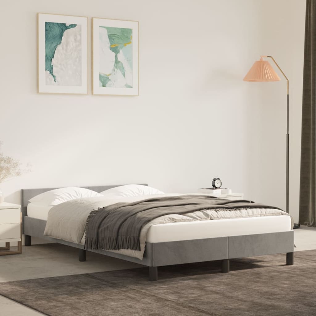 vidaXL Cadre de lit avec tête de lit Gris clair 120x200 cm