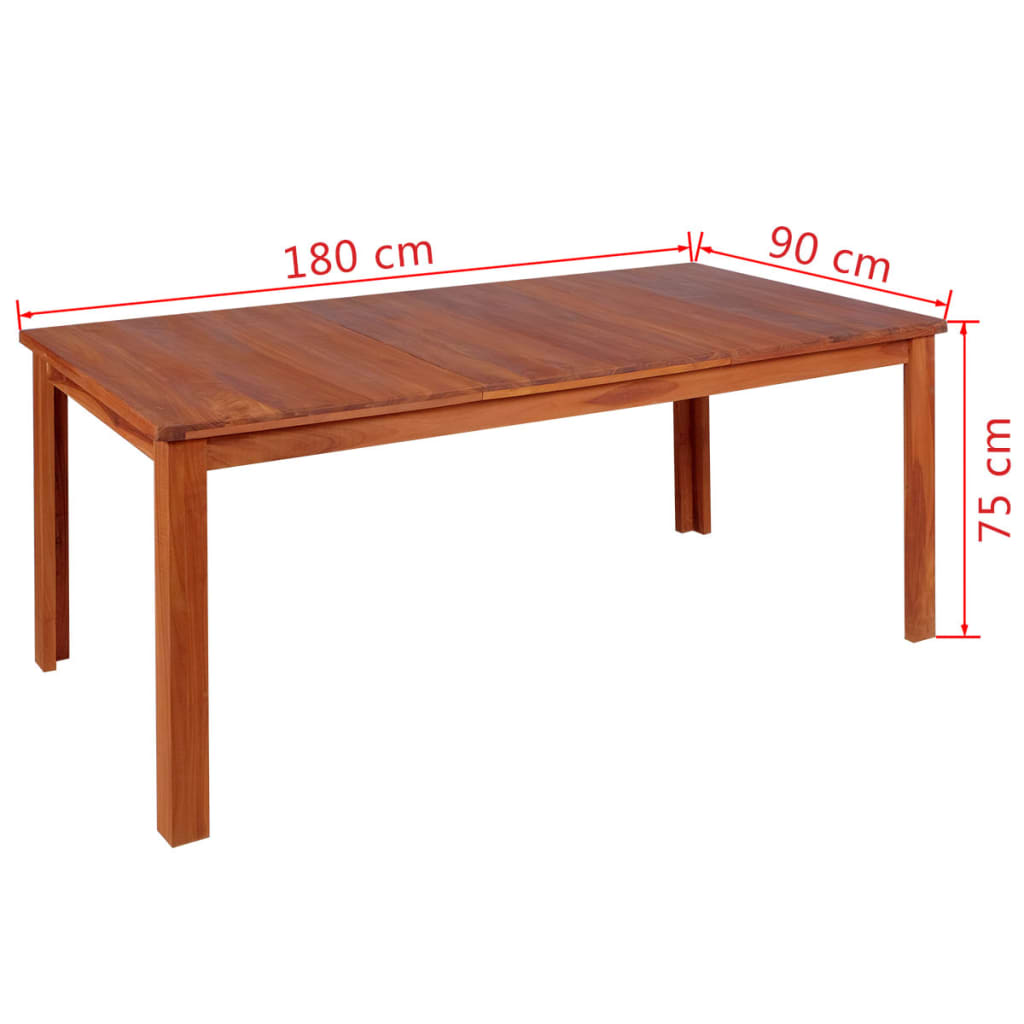 vidaXL Table de salle à manger Bois de teck massif 180 x 90 x 75 cm