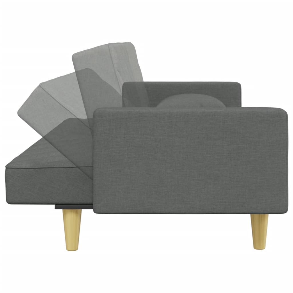 vidaXL Canapé-lit à 2 places avec oreillers et repose-pied gris foncé