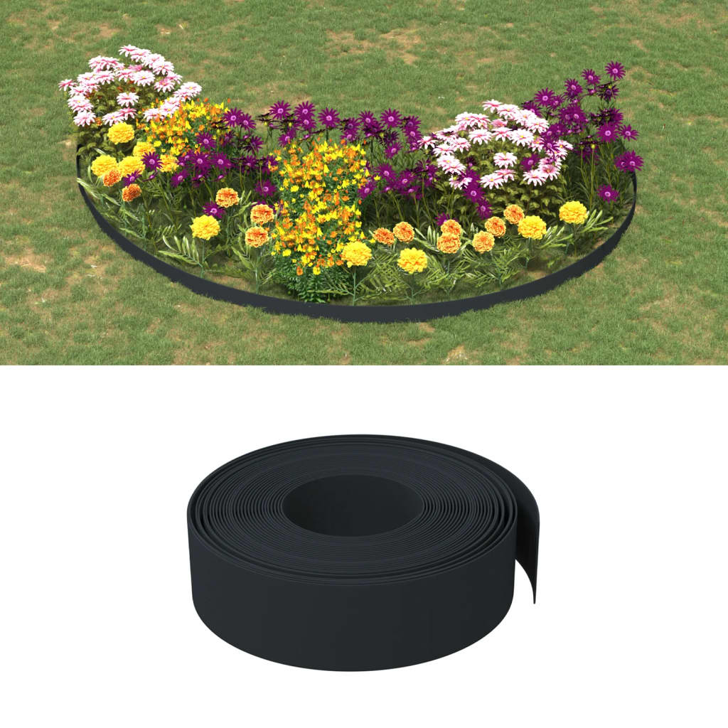 vidaXL Bordure de jardin noir 10 m 15 cm polyéthylène