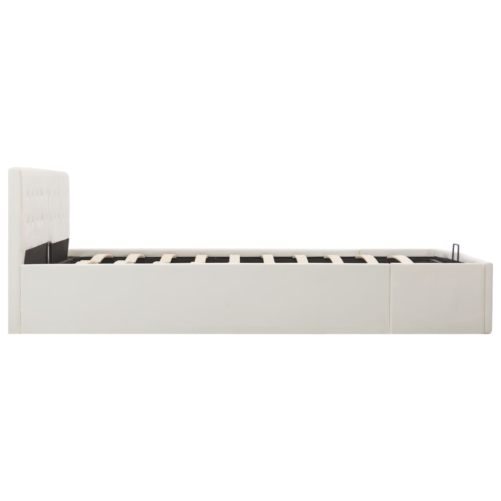 vidaXL Cadre de lit à rangement hydraulique Blanc Similicuir 180x200cm