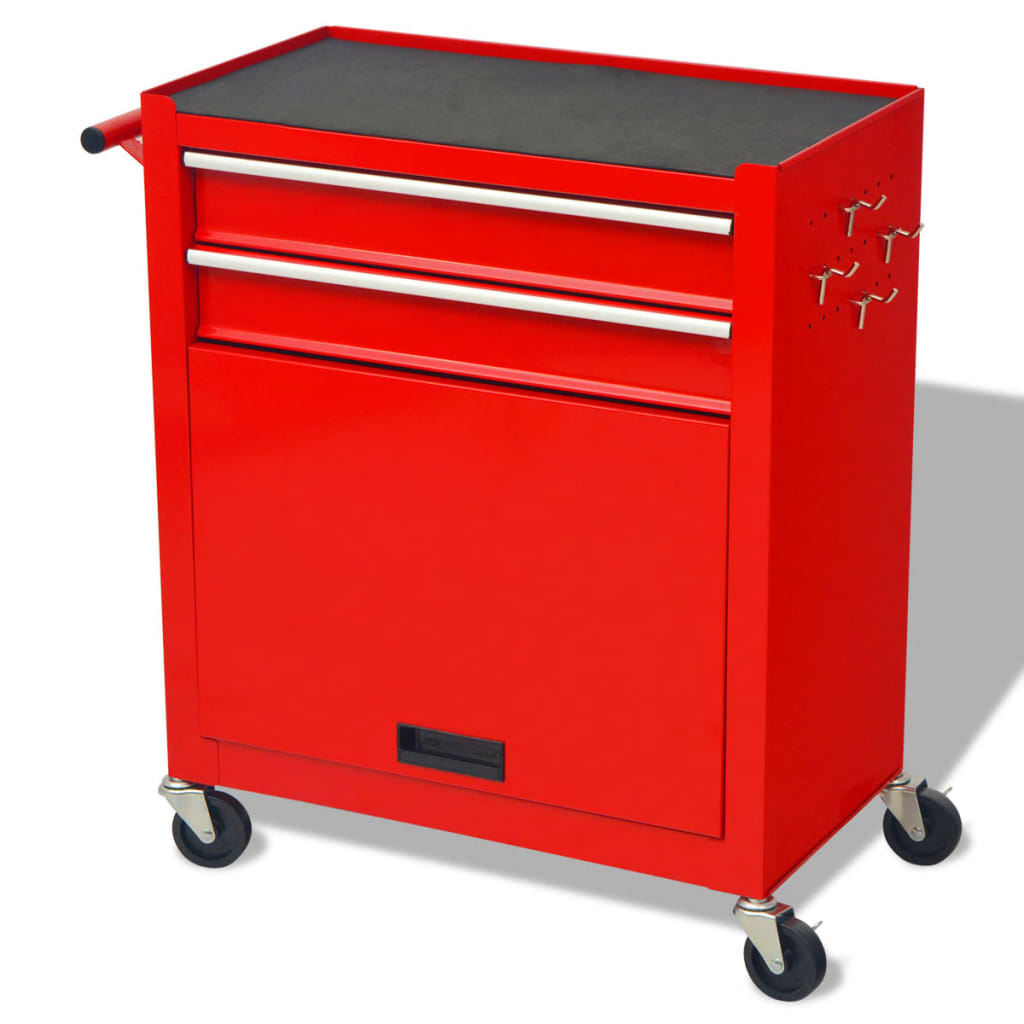 vidaXL Chariot à outils pour atelier avec caisse 6 tiroirs acier Rouge