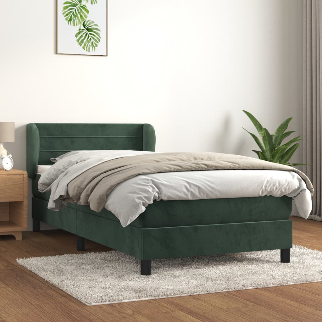 vidaXL Sommier à lattes de lit avec matelas Vert foncé 100x200 cm