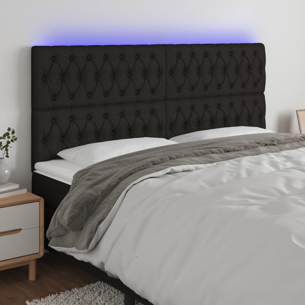 vidaXL Tête de lit à LED Noir 180x7x118/128 cm Tissu