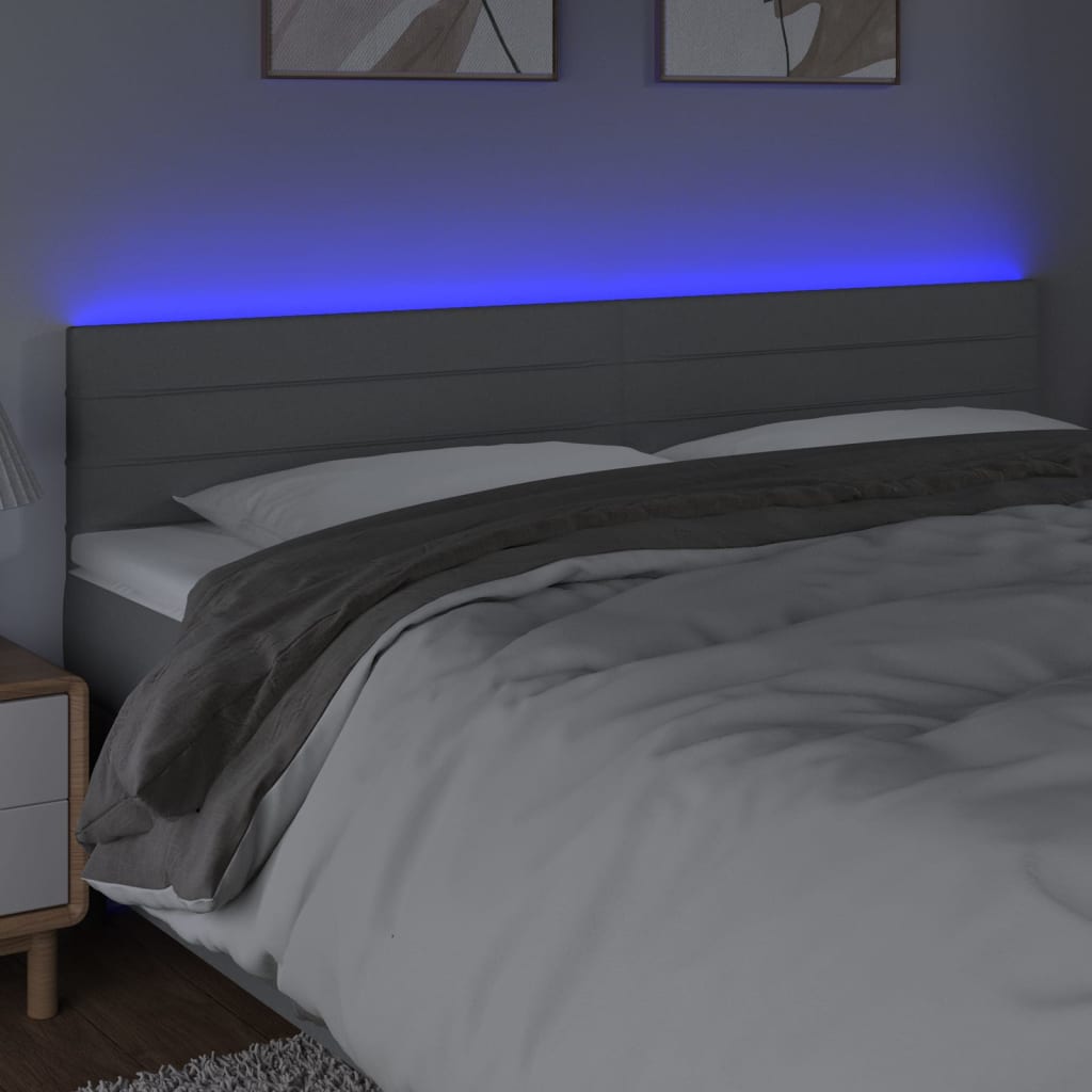 vidaXL Tête de lit à LED Gris clair 160x5x78/88 cm Tissu