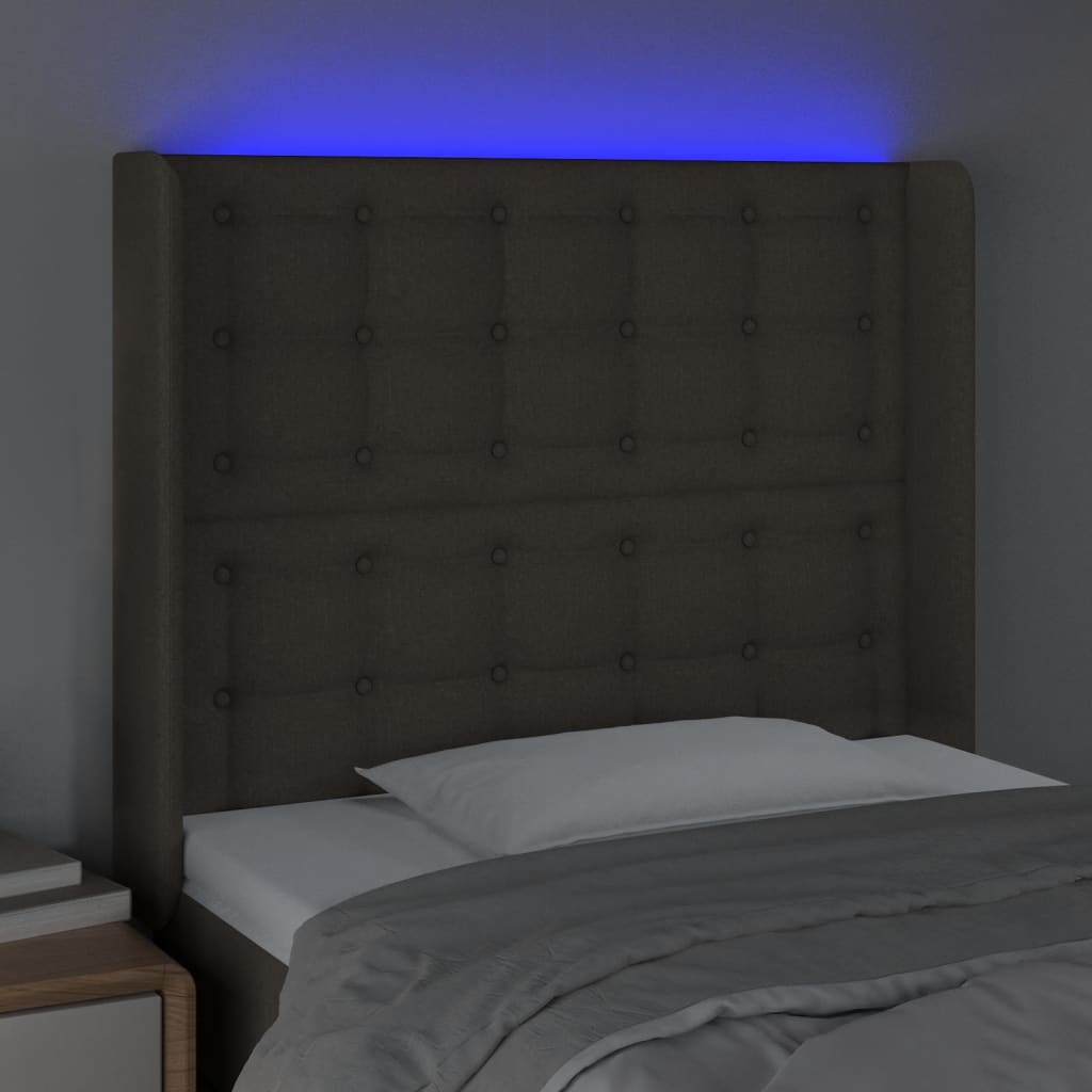 vidaXL Tête de lit à LED Taupe 93x16x118/128 cm Tissu