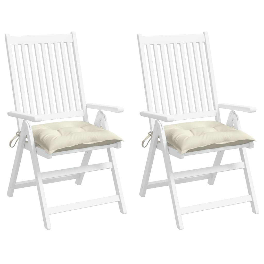 vidaXL Coussins de chaise 2 pcs blanc crème 50x50x7 cm tissu oxford