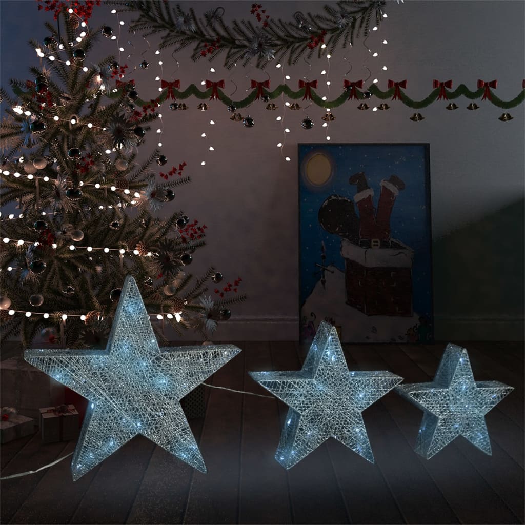 vidaXL Étoile de décoration de Noël 3 pcs LED Extérieur Intérieur