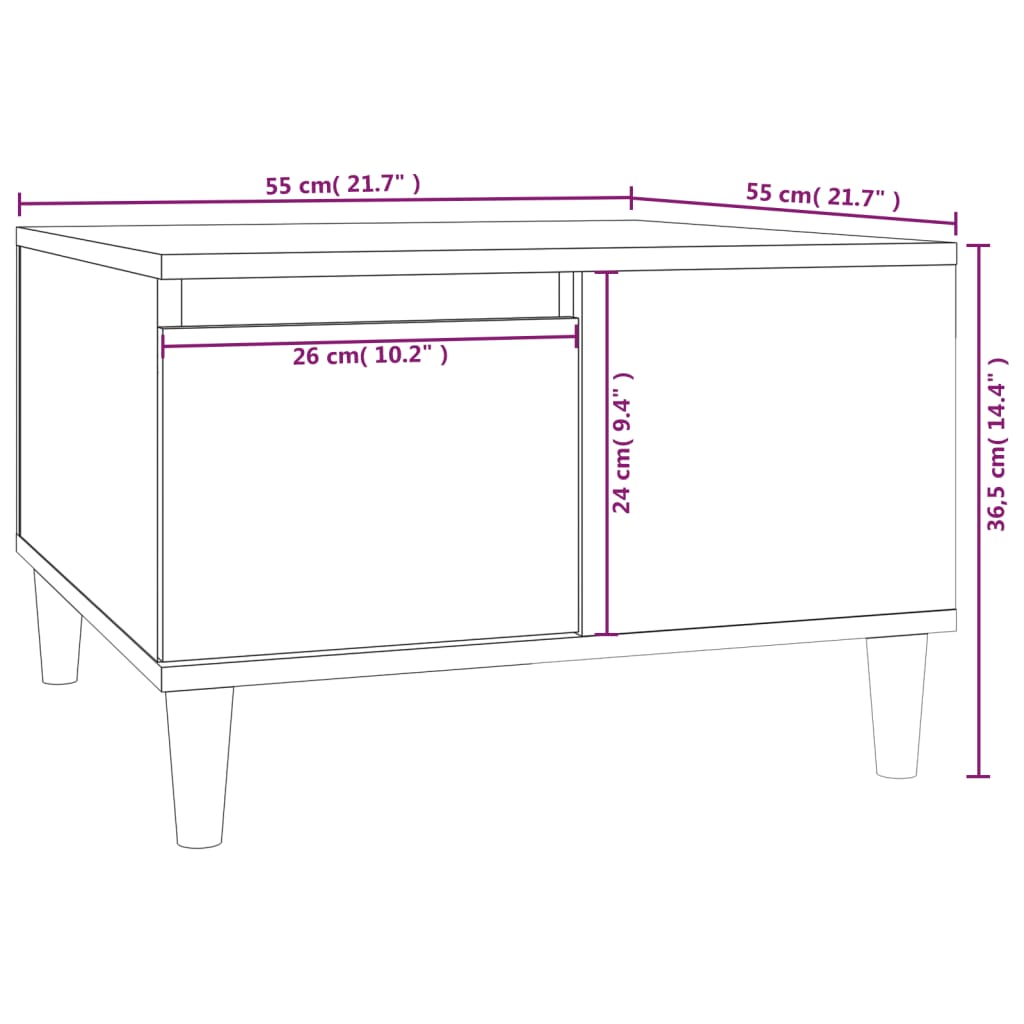 vidaXL Table basse chêne sonoma 55x55x36,5 cm bois d'ingénierie