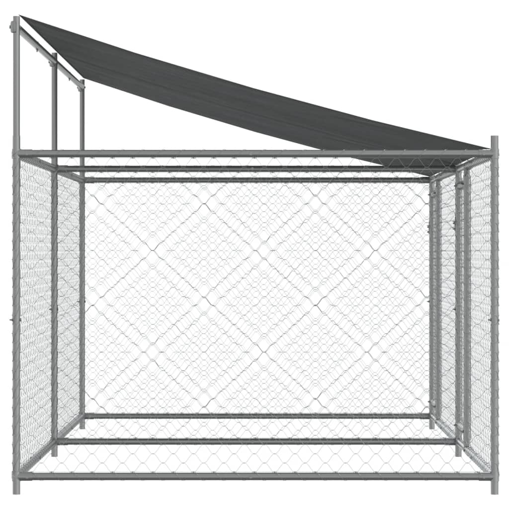 vidaXL Cage pour chien avec toit et portes gris 4x2x2m acier galvanisé