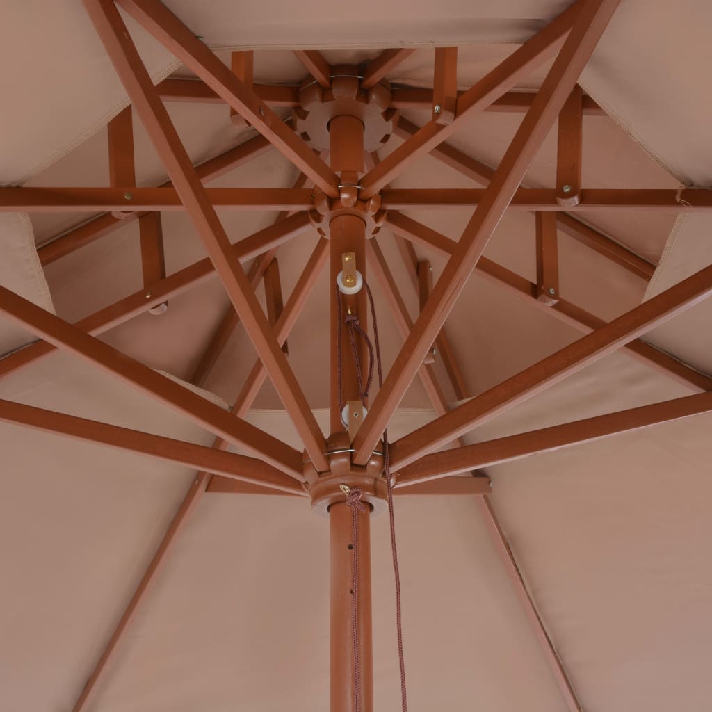 vidaXL Parasol double avec mât en bois 270 cm Taupe