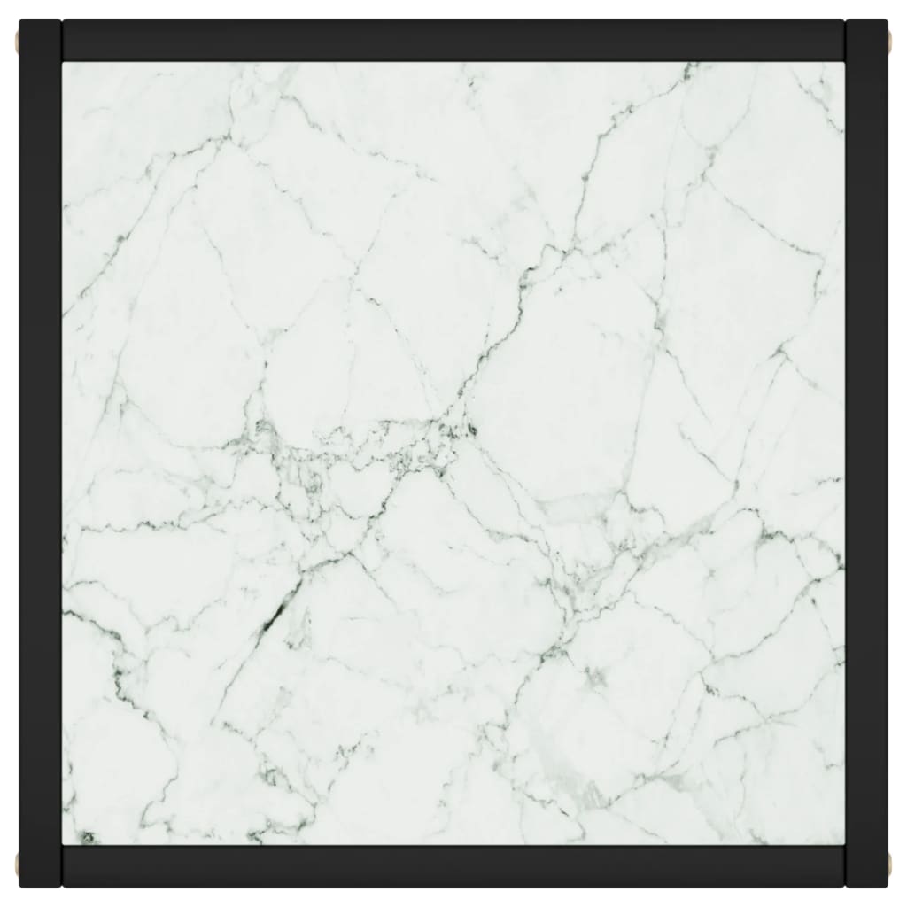 vidaXL Table basse Noir avec verre marbre blanc 40x40x50 cm