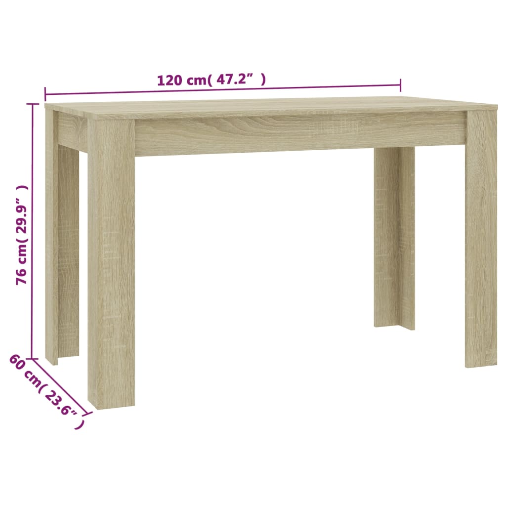 vidaXL Table à manger Chêne sonoma 120x60x76 cm Bois d'ingénierie